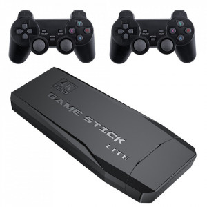 Consola jocuri retro, Game Stick lite 4K, 10000+, 2 controllere wireless, joystick, M8, negru