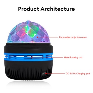 Proiector cu lumini pentru camera, dormitor, de petrecere, LED, RGB, 3W, glob de cristal, telecomanda
