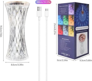 Lampa led cristal cu umidificator, RGB, reincarcabila, tactila, USB, 7 culori, dormitor, sufragerie