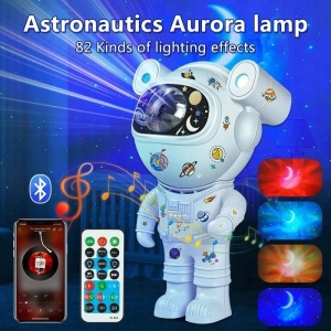 Proiector led galaxie, in forma de astronaut, pentru camera, copii, bluetooth, efect nebula, aurora