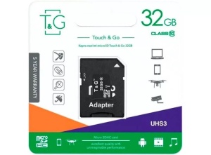 Card micro SD 32gb clasa 10, HD, UHS1, adaptor inclus, T&G