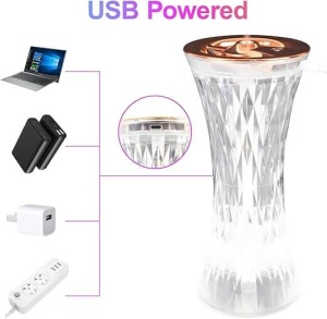 Lampa led cristal cu umidificator, RGB, reincarcabila, tactila, USB, 7 culori, dormitor, sufragerie