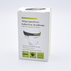 Lanterna led de cap profesionala, frontala, 350 lumeni, cu acumulator intern, senzor de miscare, 4 moduri lumina, rezistent la apa, perfect pentru pescuit, camping, vanatoare, drumetie, culoarea verde, negru - Img 2