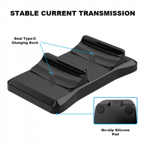 Statie de incarcare ps5, Incarcator controller dock, dublu, pentru consola playstation 5, tip c