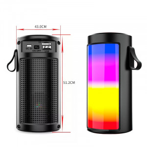 Boxa bluetooth portabila, lumini disco, radio FM, AUX, USB, display LED, ZQS-1201, acumulator, negru