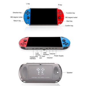 Consola retro portabila, X7 Plus, 8GB, 10.000 de jocuri integrate, 4.3 inch, 1250mAh, mp5