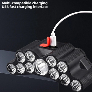 Lanterna pentru cap, 11 Led XPE, 10W, acumulator 3.7v 1200mah, USB SH-T11