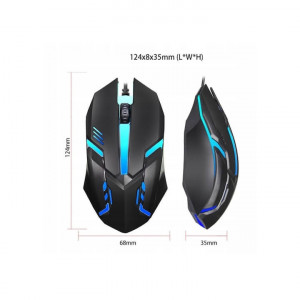 Mouse optic cu fir, gaming, lumini RGB, 2000 DPI, USB, JITE, Negru