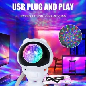 Proiector joc de lumini, led, RGB, rotativ, interior, in forma de astronaut, de camera, 1W, alb
