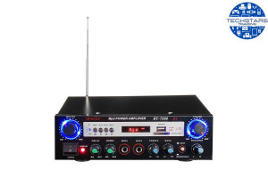 Amplificator audio cu Bluetooth, statie, USB, MP3, 2x50W, card SD, Bass, telecomanda, 12V, BT-7388