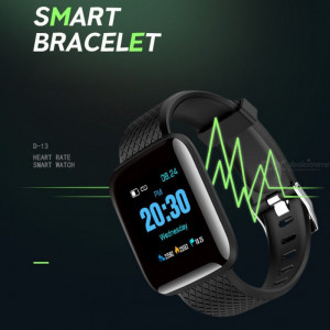 Ceas smartwatch negru, Bluetooth, Compatibil Android & IOS, Unisex, rezistent la apa, 116-PLUS