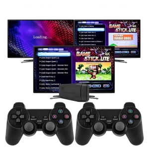 Consola jocuri retro, Game Stick lite 4K, 20000+, 2 controllere wireless, joystick, M8, negru
