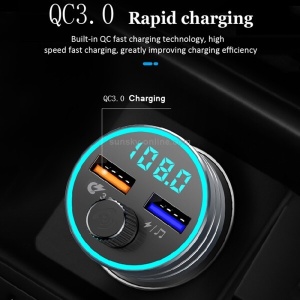 Modulator fm cu bluetooth, auto, 2 x USB, QC3.0, 3A, handsfree, fast charge, mp3 player, car kit, C1