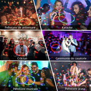 Bec rotativ multicolor, LED, lumini disco, dulie E27 pentru priza, 3W, Alb cu multe moduri de iluminat si diferite evenimente