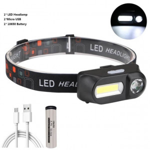 Lanterna de cap cu acumulator, 10W, 2 Led COB XPE, 3.7V 18650 6000mah – BL-KX-1804 cu accesoriile incluse afisate