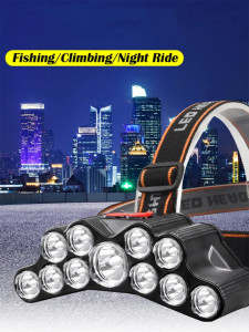 Lanterna pentru cap, 11 Led XPE, 10W, acumulator 3.7v 1200mah, USB SH-T11