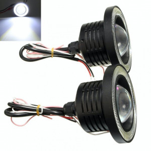 Set de 2 Proiectoare ceata universale Auto Lupa LED Angel Eyes 76mm