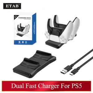 Statie de incarcare ps5, Incarcator controller dock, dublu, pentru consola playstation 5, tip c