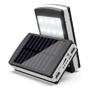 Baterie externa cu incarcare solara, 20000 mah, 2 x usb, lanterna led, indicator nivel putere powerbank