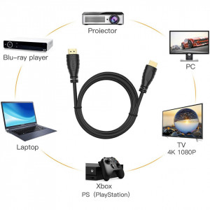 Cablu hdmi hdmi A+ PS4, PS3, PS5, PC, XBOX 360, ONE, HDMI 1.4V, plug-plug, Ethernet, aurit, 1.5 m