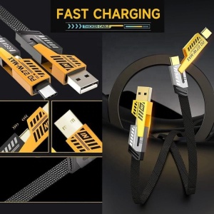 Cablu incarcare rapida tip c, 65W, lightning, USB, PD 27W, plat, metal, 4in1, TDItronics, negru