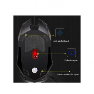 Mouse optic cu fir, gaming, lumini RGB, 2000 DPI, USB, JITE, Negru