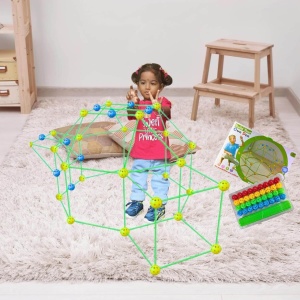 Kit constructie cort copii, joc de construit cu 36 de bile si 51 de bete, 87 de piese