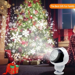 Proiector fulgi de nea, de camera, in forma de astronaut, LED, ninsoare, alb