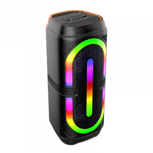 Boxa portabila radio fm, bluetooth, USB, microSD, AUX, intrare microfon, lumini RGB, CS-4404, negru