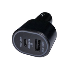 Incarcator auto fast charge, abs, , 12-32v, iesire pd 45w, usb 66w, negru