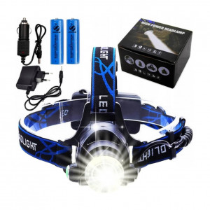 Lanterna pentru cap, CREE XM-L T6, 2 acumulatori 18650 inclusi, incarcator de masina inclus, Zoom reglabil – BL-6699-T6