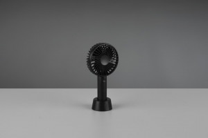 Mini ventilator portabil cu acumulator, WINDY – R042-02, USB, Negru amplasat in standul de sustinere