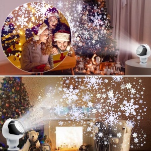 Proiector fulgi de nea, de camera, in forma de astronaut, LED, ninsoare, alb