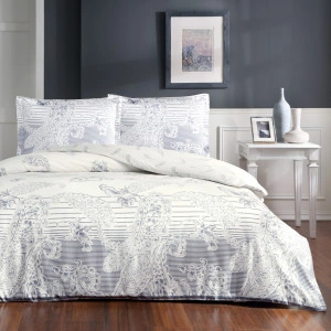 LENJERIE DE PAT DUBLU PAISLEY INDIGO (BBC 100% SATINAT) MAKO-SATEN