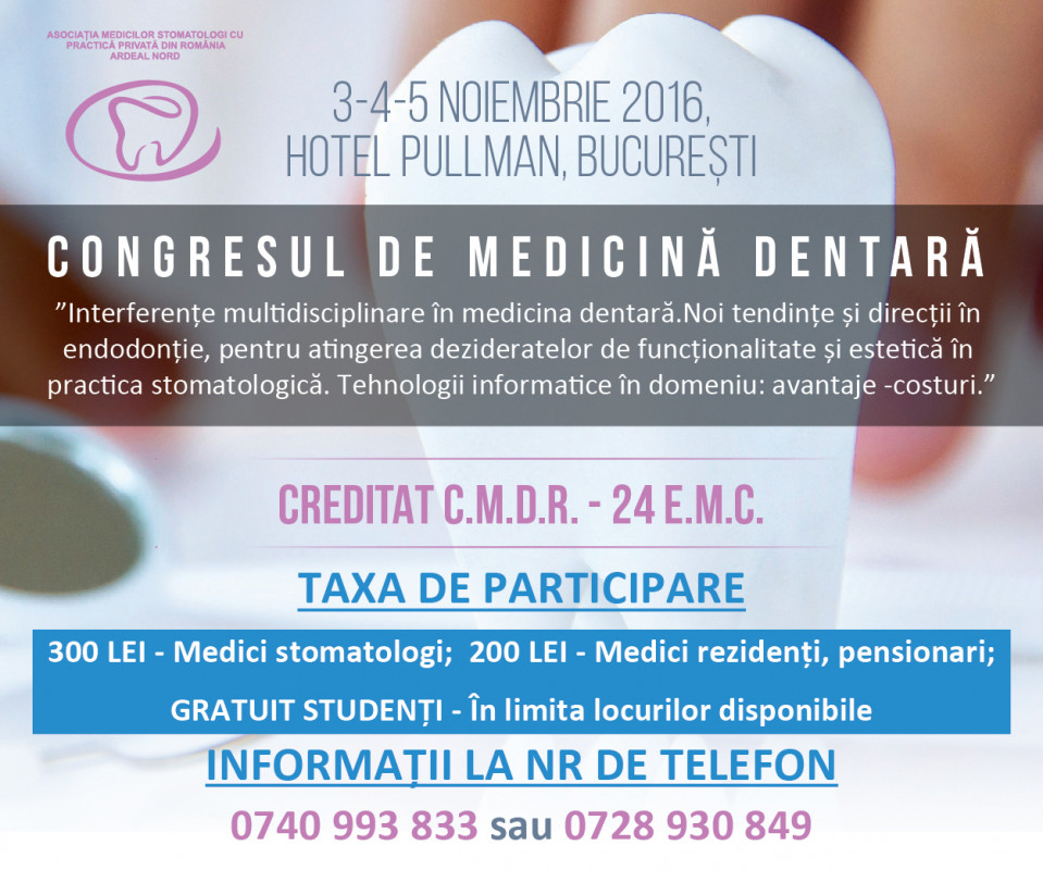 Congres Medicina Dentara 3-5 noiembrie Bucuresti