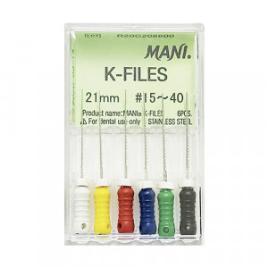 Ace endodontice K-files asortate 15-40-21mm MANI