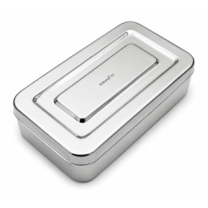 Cutie inox cu capac pentru instrumentar medical 23x12 cm