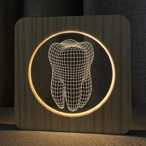 Lampa LED din lemn design dinte 3D QT-086