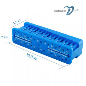 Dimensiuni cutie calibrare si masurare ace endodontie dubla
