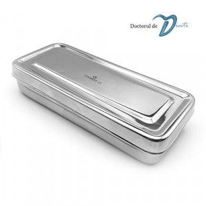 Cutie inox cu capac pentru instrumentar de 17x7 cm