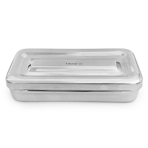Cutie Din Inox Cu Capac Pentru Instrumentar 17x7 cm