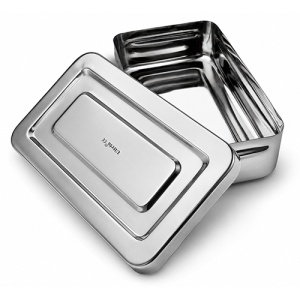 Cutie inox cu capac pentru instrumentar 23x12 cm
