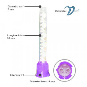 Dimensiuni Varf canula mixare si aplicare materiale dentare TBT203