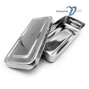 Cutie inox cu capac pentru instrumentar 17x7 cm