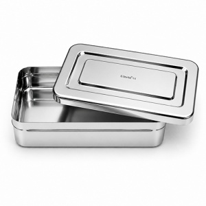 Cutie inox cu capac pentru instrumentar de 23x12 cm