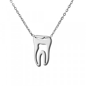 Colier dentar molar argintiu cu lant.jpg
