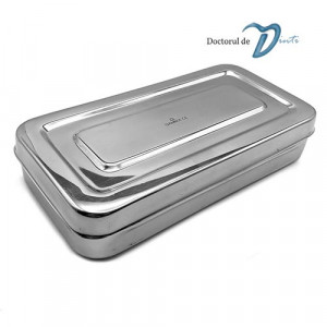 Cutie din inox cu capac pentru instrumentar 30x20 cm