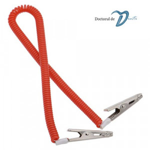 Lant arc extensibil cu cleme metalice pentru bavete rosu