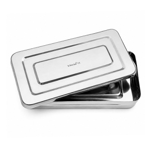 Cutie inox cu capac pentru instrumentar 20x10 cm