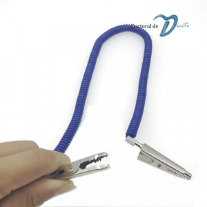 Lant arc extensibil cu cleme metalice pentru bavete albastru